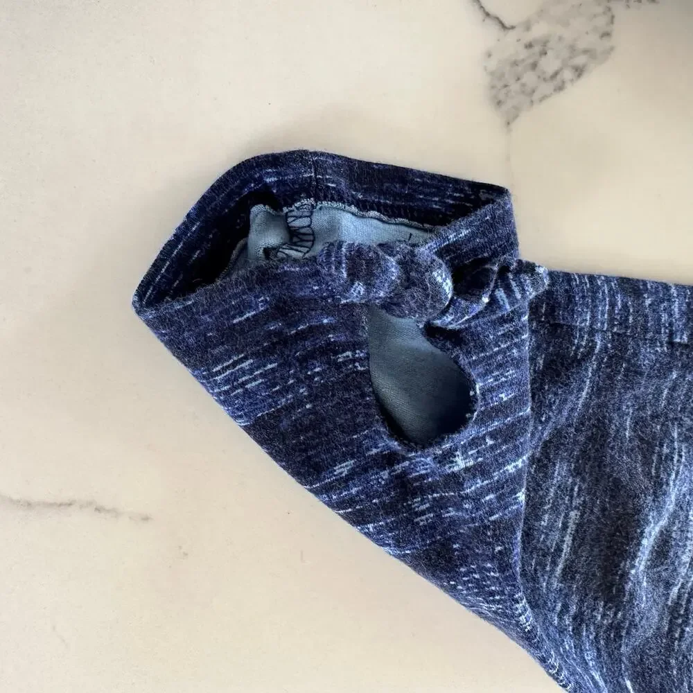 Old Navy Blue Striped Crop Leggings with Bow Detail